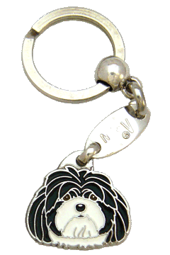 LHASA APSO BLACK AND WHITE <br> (keyring, engraving included)